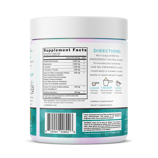 Pre Workout Training Formula ONE SOL™ Natural Plant Based Supplements